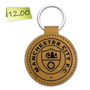 Гравиран кожен ключодържател „Manchester City“