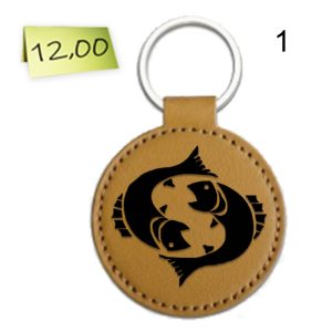 Гравиран кожен ключодържател "Риби"